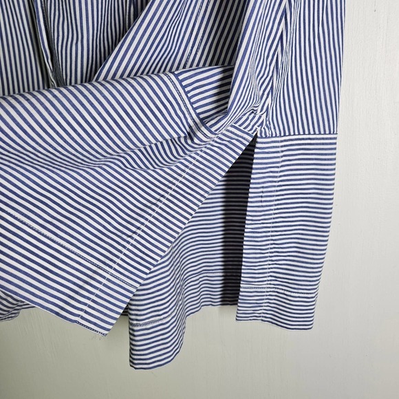Free‎ Assembly Seamed Midi Skirt L Blue White Stripe Elastic Waist - Picture 5 of 8